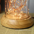 Glass Dome Wooden Base With LED Lights